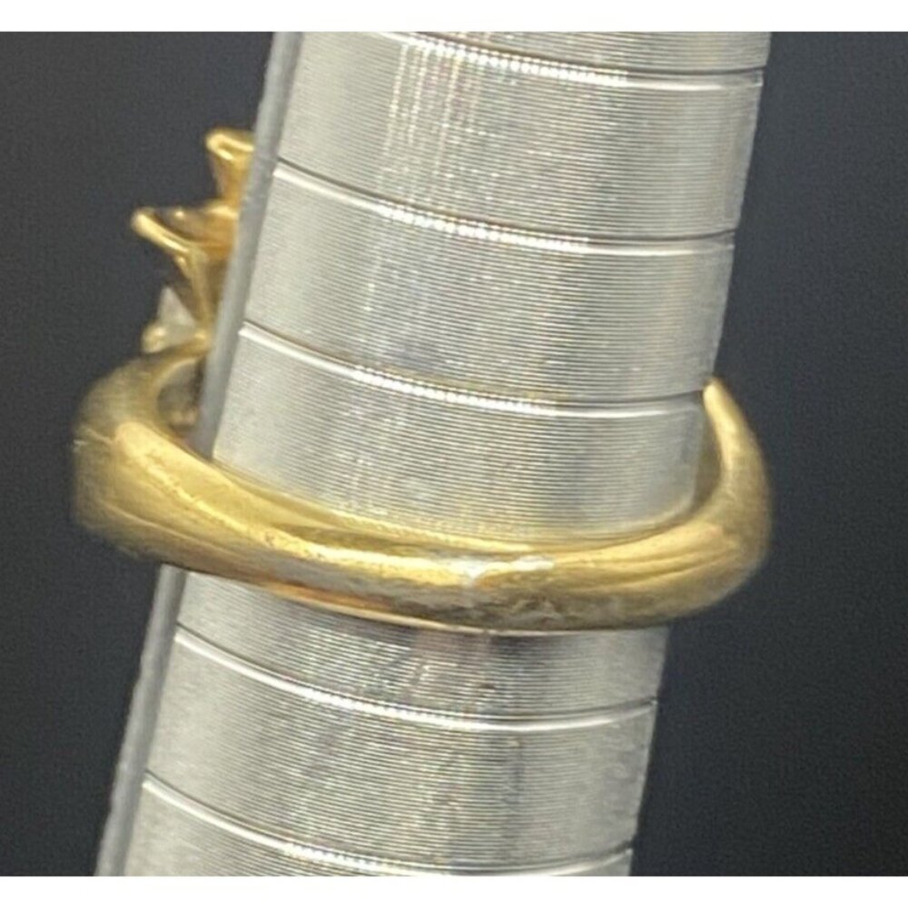 Vtg 'Ring 92 SW CZ Solitaire Yellow Gold Plated Wrap Crushed Turquoise Size 5.5 - Picture 13 of 14